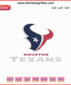 Houston Texans logo embroidery file, machine embroidery design, NFL team, sleek, high-resolution, digital stitching pattern.
