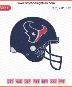 Helmet Houston Texans Embroidery Designs File, blue and red logo with star, machine embroidery, digital download.