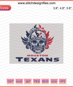 Helmet Skull Houston Texans Embroidery Design File, Machine Embroidery NFL Team Logo, Digital Download, Craft Design.