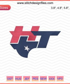 Houston Texans HT Logo Embroidery Designs File for Machine Embroidery - High-Quality, Football Team Logo Design.