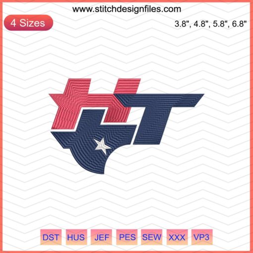 Houston Texans HT Logo Embroidery Designs File for Machine Embroidery - High-Quality, Football Team Logo Design.