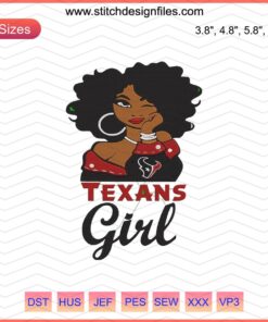 Texans Girl Embroidery Design File: Houston Texans Logo, Female Fan Silhouette, Perfect for Machine Embroidery Projects.