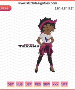 Houston Texans Girl Embroidery Design, featuring team logo and colors, ideal for fans' apparel or accessories. Machine embroidery file.
