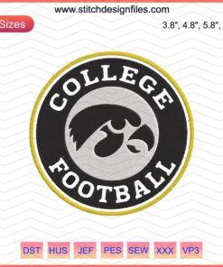 Iowa College Football Embroidery Design, Fight for Iowa Logo, Machine Embroidery File, Sports Emblem, Custom Stitch Patterns