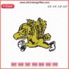 Yellow "Fight For Iowa" embroidery design file featuring a sports player silhouette. Machine embroidery patterns included.