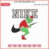 Nike x Grinch Christmas Embroidery File: Festive Machine Design with Grinch and Nike Logo, Perfect for Holiday Projects.