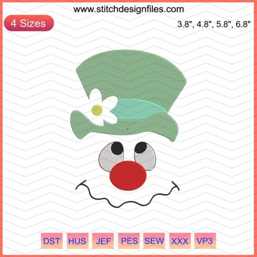 Snowman Embroidery Design: Cute Face, Christmas Machine Embroidery File, Winter Embroidery Pattern, Festive DIY Craft.