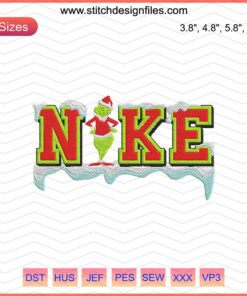 Nike With Grinch Snow Machine Embroidery Designs File, Perfect for Christmas Crafting, Festive Embroidery Patterns
