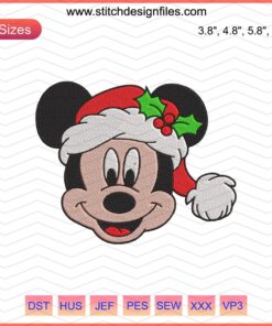 Mickey Head Christmas Embroidery Designs, festive machine embroidery patterns, Disney-themed holiday decor, digital download.