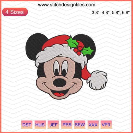 Mickey Head Christmas Embroidery Designs, festive machine embroidery patterns, Disney-themed holiday decor, digital download.