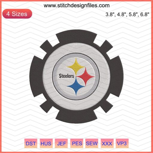 Pittsburgh Steelers Logo Embroidery Designs File, NFL Machine Embroidery Patterns, Steelers Sew Files