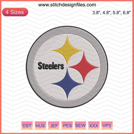 Pittsburgh Steelers Embroidery Design File featuring iconic logo for machine embroidery projects. Digital download.