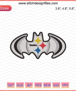 Pittsburgh Steelers Bat Logo Embroidery File, NFL Machine Embroidery Design, Steelers Fan Sewing Patterns, Digital Download