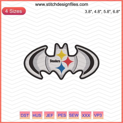 Pittsburgh Steelers Bat Logo Embroidery File, NFL Machine Embroidery Design, Steelers Fan Sewing Patterns, Digital Download