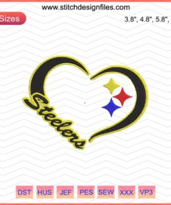Steelers Heart Embroidery Design File, Pittsburgh Steelers Logo for Machine Embroidery, NFL Fan Craft Decor