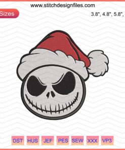 Christmas embroidery design featuring Santa Jack, festive machine embroidery file for holiday-themed projects.
