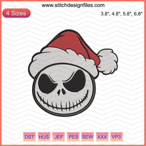 Christmas embroidery design featuring Santa Jack, festive machine embroidery file for holiday-themed projects.