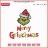 Grinch-themed Christmas embroidery designs file, vibrant and festive, perfect for machine embroidery. Download now.