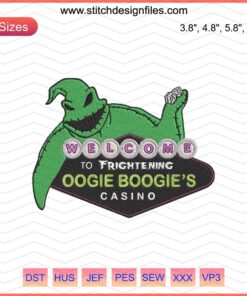 Oogie Boogie Casino Christmas Machine Embroidery Designs File - Holiday-themed embroidery pattern with casino elements.