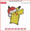 Pikachu wearing Santa hat embroidery design file, Christmas-themed machine embroidery, festive embroidery pattern.