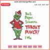 Grinch Embroidery Design: 'Rock Paper Scissors Throat Punch I Win', Christmas Machine Embroidery File.