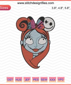 Sally Nightmare Before Christmas Embroidery Design File, featuring detailed Christmas-themed machine embroidery patterns.