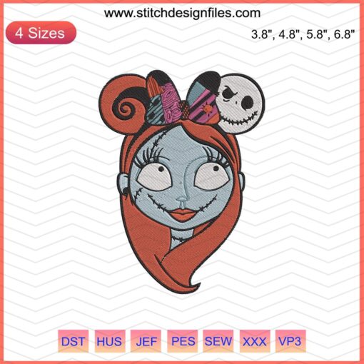 Sally Nightmare Before Christmas Embroidery Design File, featuring detailed Christmas-themed machine embroidery patterns.