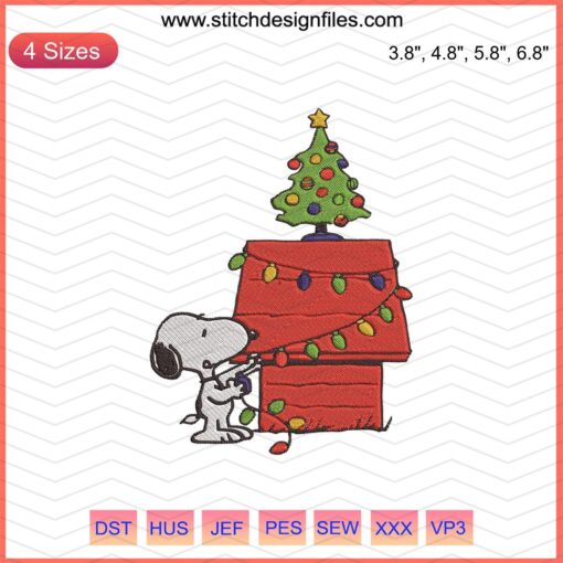 Snoopy Christmas Lights Embroidery File, Festive Machine Embroidery, Holiday Snoopy Design, Christmas Embroidery Pattern