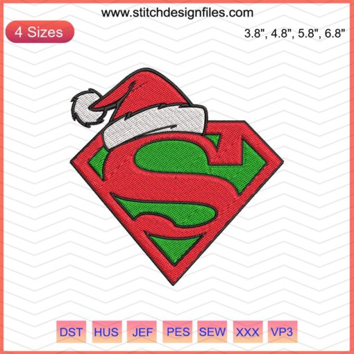 Superman Santa Christmas Embroidery Design, Festive Machine Embroidery File, Superhero Santa Claus, Christmas Decor Stitch Pattern