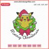 Pikachu with Christmas wreath embroidery design, festive machine embroidery, Merry Christmas file, holiday stitching pattern.