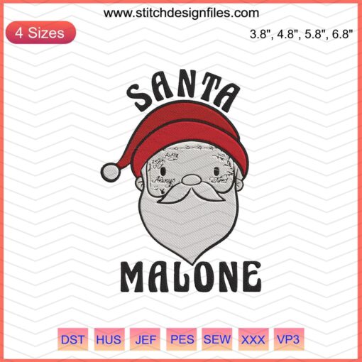 Funny Santa Post Malone Embroidery Design, Christmas Machine Embroidery, Festive Decorative Stitching File