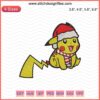Pikachu in Santa suit Christmas embroidery design for machine embroidery, festive holiday embroidery file.