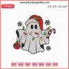 Cute ghost with Santa hat digital embroidery design for Christmas machine embroidery, festive holiday spirit patterns download.