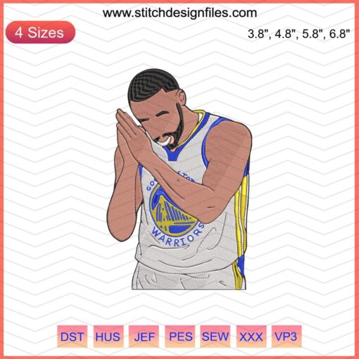 Stephen Curry embroidery design, NBA embroidery file, Night Night theme, machine embroidery pattern, basketball star Stitch design.