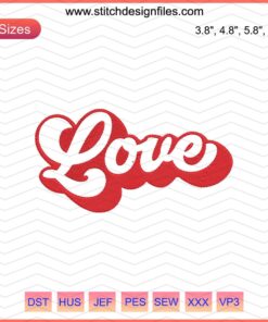 Valentine Embroidery File: love-themed words, red hearts, romantic phrases, 14 designs, perfect for Valentine's Day crafts.