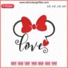 Minnie Love 14-2 Embroidery Design File: Heart-themed Minnie Mouse silhouette pattern, perfect for embroidery projects.