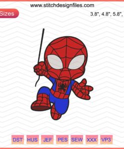 Spider Man Chibi Embroidery Designs File, Avengers Machine Embroidery, Cute Superhero Embroidery Pattern, Instant Download