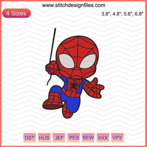 Spider Man Chibi Embroidery Designs File, Avengers Machine Embroidery, Cute Superhero Embroidery Pattern, Instant Download