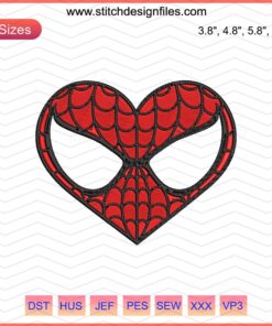 Spider-man Valentine's Day face embroidery design featuring a heart, perfect for sewing or crafting projects.