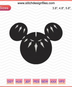 Disney x Black Panther Embroidery Designs File, featuring Avengers Machine Embroidery Patterns for crafting and sewing projects.