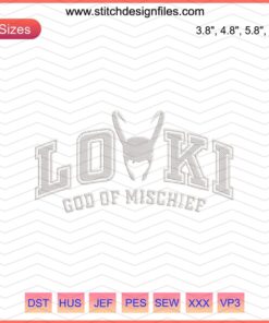 Loki God Of Mischief Embroidery Design File for Avengers Machine Embroidery featuring intricate detailed patterns.