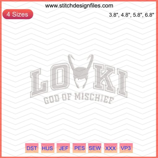 Loki God Of Mischief Embroidery Design File for Avengers Machine Embroidery featuring intricate detailed patterns.