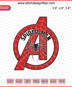 Spider Man Logo Avengers Embroidery Design, Marvel Machine Embroidery File. Perfect for crafts, DIY projects, and Marvel fans.