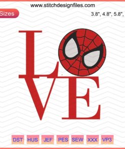 Spider Man Logo Love Embroidery Design File, Marvel Superhero Machine Embroidery Pattern, Spider Man Embroidery Art.