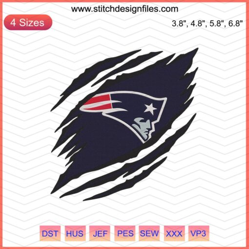 New England Patriots Logo Machine Embroidery Designs File, NFL Embroidery Design, New England Patriots Embroidery Patterns