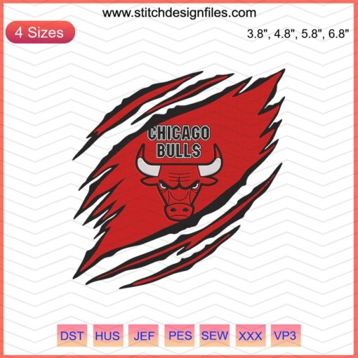 Chicago Bulls NBA Machine Embroidery Designs File: Iconic Bull Logo for Embroidery Projects