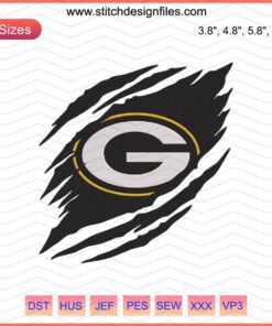 Green Bay Packers NFL Logo Embroidery Designs File, Packers Machine Embroidery Patterns, NFL Team Logo Stitch Design