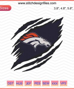 Denver Broncos Logo NFL Embroidery Designs File, Perfect for Machine Embroidery, High-Quality Sports Team Pattern Download