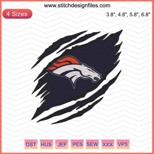 Denver Broncos Logo NFL Embroidery Designs File, Perfect for Machine Embroidery, High-Quality Sports Team Pattern Download