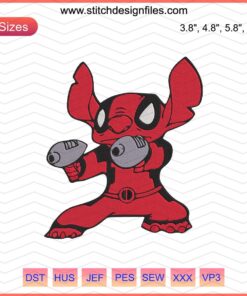 Deadpool Stitch Machine Embroidery Design File, cartoon character embroidery, superhero cross-stitch pattern, digital download.